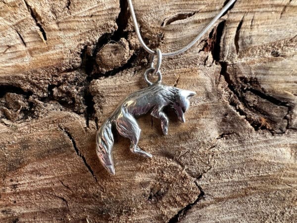 Pouncing Fox Silver Pendant Necklace - Nature-Inspired Jewellery - Image 2