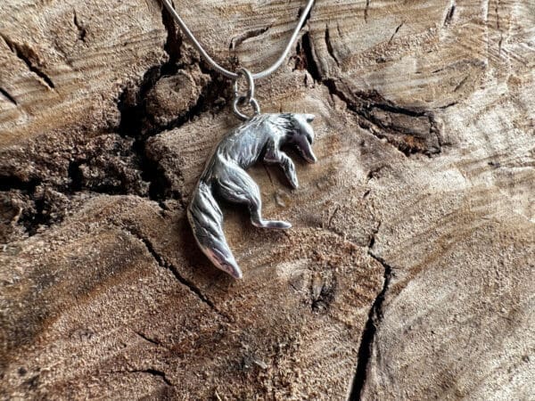 Pouncing Fox Silver Pendant Necklace - Nature-Inspired Jewellery - Image 3