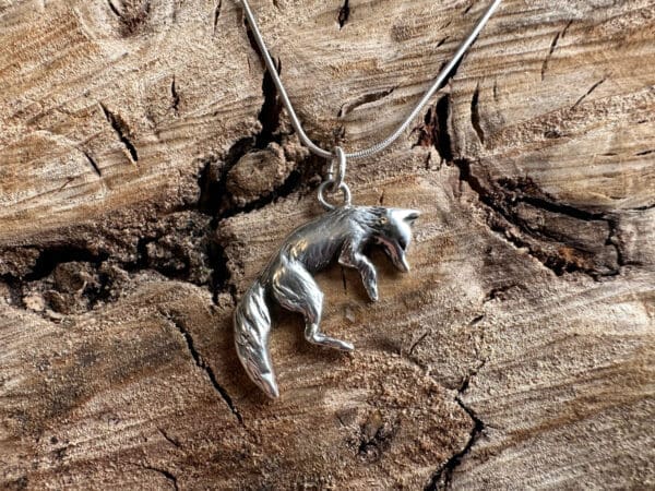 Pouncing Fox Silver Pendant Necklace - Nature-Inspired Jewellery - Image 4