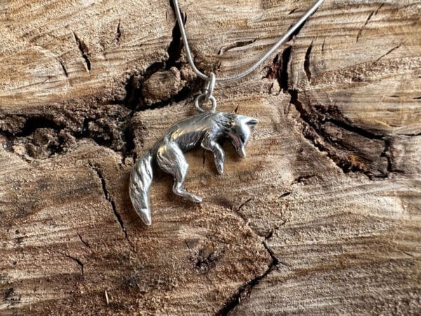 Pouncing Fox Silver Pendant Necklace - Nature-Inspired Jewellery - Image 5
