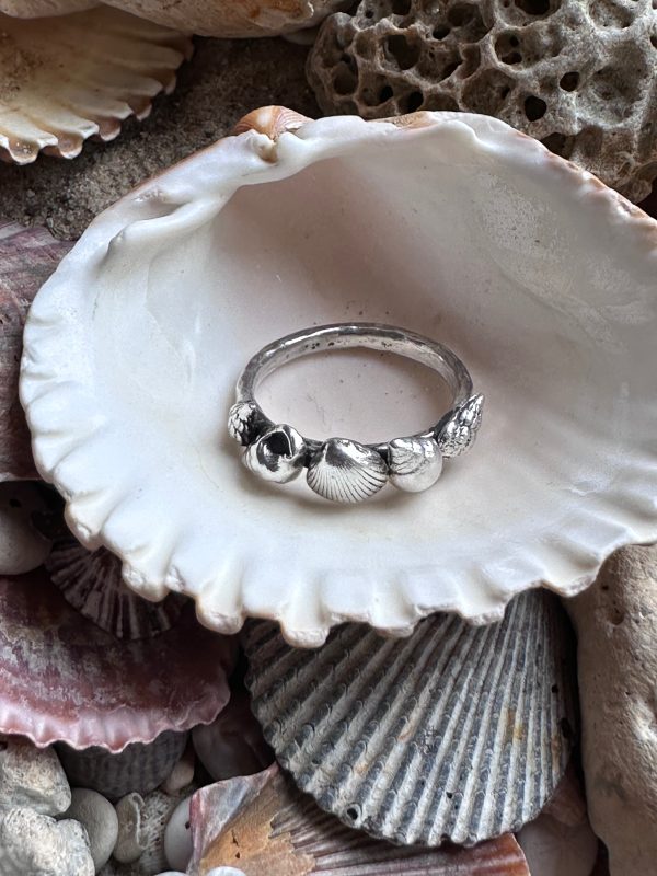 Shell Ring Silver Rockpool shells silver ring - The Silver Botanist